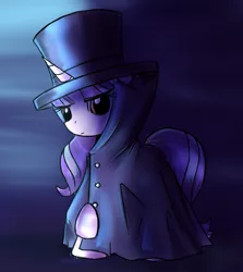 Size: 1754x1962 | Tagged: safe, artist:nika191319, derpibooru import, starlight glimmer, pony, unicorn, cape, clothes, coat, crossover, hat, przygody reksia, solo, top hat