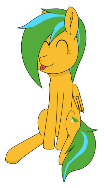 Size: 1078x1954 | Tagged: safe, artist:hopesome-way, derpibooru import, oc, oc:gleaming copse, unofficial characters only, pegasus, pony, 2020 community collab, derpibooru community collaboration, eyes closed, female, mare, simple background, sitting, solo, tongue out, transparent background