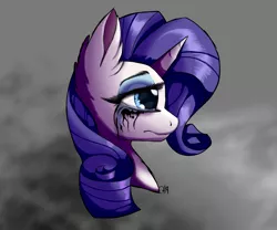 Size: 6000x5000 | Tagged: safe, artist:lux-arume, derpibooru import, rarity, pony, unicorn, bust, crying, makeup, portrait, running makeup, sad, solo