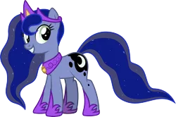 Size: 3201x2128 | Tagged: safe, artist:lightning stripe, derpibooru import, oc, oc:princessmoonlight, unofficial characters only, earth pony, pony, 2020 community collab, derpibooru community collaboration, blue coat, blue mane, crown, cutie mark, ethereal mane, eyelashes, fangs, female, green eyes, grin, jewelry, mare, not luna, regalia, show accurate, simple background, smiling, solo, transparent background, vector