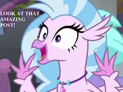 Size: 1440x1080 | Tagged: cropped, cute, derpibooru import, diastreamies, edit, edited screencap, happy, jewelry, necklace, reaction image, safe, school daze, screencap, silverstream, speech, talking