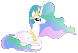 Size: 1082x739 | Tagged: safe, artist:goldenmercurydragon, derpibooru import, princess celestia, alicorn, pony, crown, cute, cutelestia, ethereal mane, female, hoof shoes, jewelry, looking at you, mare, prone, regalia, simple background, smiling, solo, transparent background, vector