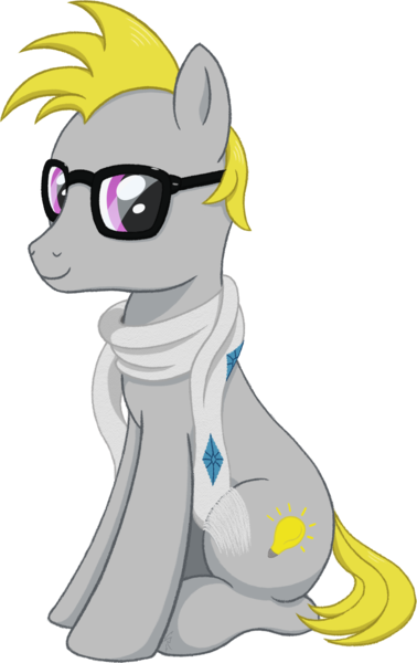 Size: 946x1500 | Tagged: safe, artist:crystalightrocket, derpibooru import, oc, oc:ghost the hipster, unofficial characters only, earth pony, pony, 2020 community collab, derpibooru community collaboration, clothes, glasses, looking at you, male, scarf, simple background, sitting, smiling, solo, stallion, transparent background