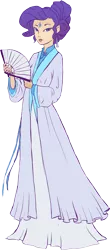 Size: 400x911 | Tagged: artist:lady-largo, china, chinese text, clothes, derpibooru import, ear piercing, earring, fan, female, forehead gem, hanfu, history, human, humanized, jewelry, light skin, piercing, rarity, robe, safe, simple background, solo, transparent background, woman
