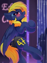 Size: 1620x2160 | Tagged: suggestive, alternate version, artist:shadowreindeer, derpibooru import, oc, oc:naveen numbers, android, pegasus, pony, robot, 47, blushing, commission, detroit: become human, female, image, mare, png, tongue out, tracy, wr400, your character here