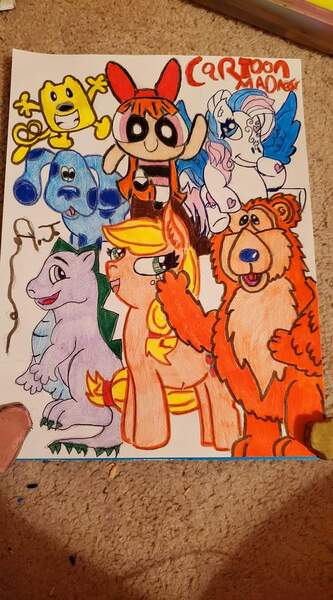 Size: 800x1440 | Tagged: applejack, bear in the big blue house, blossom (powerpuff girls), blue (blue's clues), blue's clues, crossover, derpibooru import, g3, g4, safe, spike (g1), star catcher, the powerpuff girls, traditional art, wow wow wubbzy, wubbzy