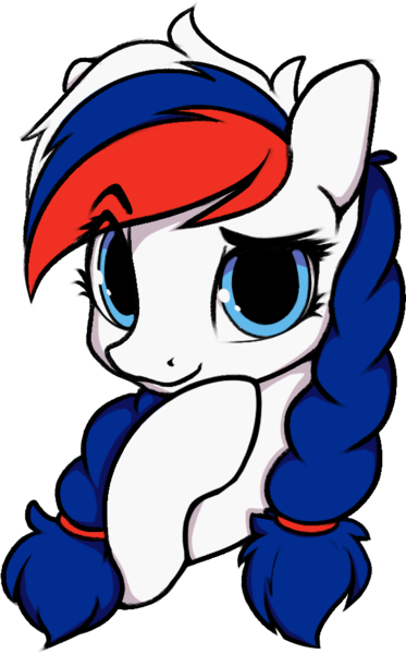 Size: 583x938 | Tagged: safe, artist:hitbass, derpibooru import, oc, oc:marussia, ponified, unofficial characters only, pony, blue eyes, emoji, nation ponies, russia, simple background, smiling, solo, thinking, thinking emoji