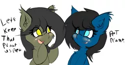 Size: 2031x1068 | Tagged: safe, artist:freefraq, derpibooru import, oc, oc:blue pone, oc:yellow pone, unofficial characters only, earth pony, pony, eye clipping through hair, female, mare