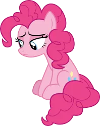 Size: 3000x3789 | Tagged: safe, artist:cloudyglow, derpibooru import, pinkie pie, earth pony, pony, a trivial pursuit, .ai available, female, mare, sad, simple background, sitting, solo, transparent background, vector