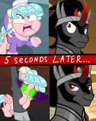 Size: 1080x1360 | Tagged: safe, derpibooru import, edit, edited screencap, screencap, cozy glow, king sombra, lord tirek, pony, fanfic, frenemies (episode), the beginning of the end, cozy glow is best facemaker, cozybuse, duo focus, sombra eyes