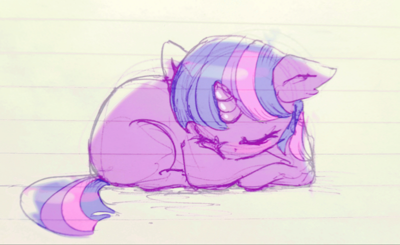 Size: 1706x1046 | Tagged: safe, artist:buttersprinkle, derpibooru import, twilight sparkle, pony, unicorn, cute, female, filly, lined paper, sleeping, solo, traditional art, unicorn twilight