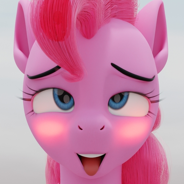 Size: 1000x1000 | Tagged: suggestive, artist:goldencarrotmlp, derpibooru import, pinkie pie, earth pony, pony, 3d, 3d model, ahegao, blender, blender cycles, blushing, cycles, cycles render, female, mare, model:djthed, open mouth, simple background, solo, tongue out