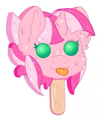 Size: 1709x2048 | Tagged: safe, artist:ruef, derpibooru import, oc, oc:cherry days, unofficial characters only, unicorn, food, horn, popsicle, simple background, tongue out, unicorn oc, white background