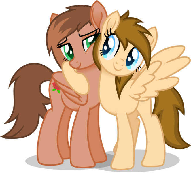 Size: 2676x2420 | Tagged: safe, artist:peahead, derpibooru import, oc, oc:kathrine, oc:stellar winds, unofficial characters only, pegasus, pony, blue eyes, duo, duo female, female, high res, hug, mare, simple background, smiling, transparent background, vector