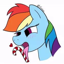 Size: 894x894 | Tagged: suggestive, artist:exobass, derpibooru import, rainbow dash, candy, candy cane, christmas, food, holiday, licking, solo, suggestive eating, tongue out