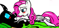 Size: 1280x616 | Tagged: suggestive, anonymous artist, derpibooru import, changedling, changeling, pony, to where and back again, spoiler:s7e25, spoiler:s7e26, blushing, cum, cum drool, cum in clothes, cum in mouth, cum on blacket, cum on body, cum on horn, cumming, facial, folded wings, horn, implied penis, looking at each other, pissing, sex, urine, wet, wetting, wings