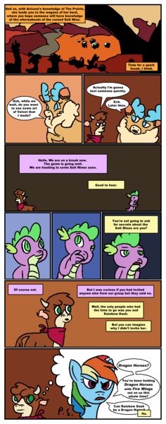 Size: 612x1553 | Tagged: safe, artist:newbiespud, artist:paper shadow, derpibooru import, arizona cow, rainbow dash, velvet reindeer, cow, deer, dragon, pegasus, pony, reindeer, comic:friendship is dragons, them's fightin' herds, collaboration, comic, community related, dialogue, female, smiling, thought bubble