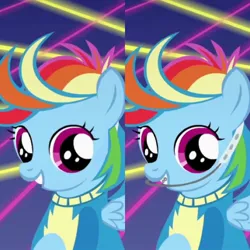 Size: 828x828 | Tagged: safe, derpibooru import, edit, edited screencap, screencap, rainbow dash, pegasus, pony, parental glideance, braces, female, filly, filly rainbow dash, headgear, solo, younger