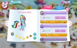 Size: 1280x800 | Tagged: safe, derpibooru import, screencap, hoops, rainbow dash, sweetie belle, pegasus, pony, rabbit, unicorn, alternate hairstyle, animal, clothes, compass, dress, gem, hat, hoof shoes, info, rainbow dash always dresses in style, search, stars