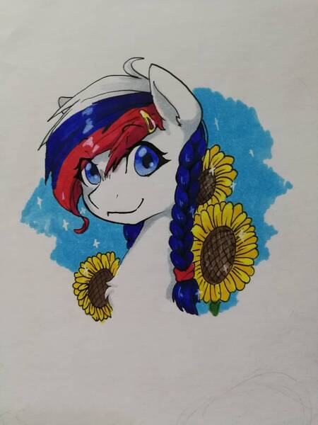 Size: 774x1032 | Tagged: safe, artist:midnight-seigetsu, derpibooru import, oc, oc:marussia, ponified, unofficial characters only, earth pony, pony, blue eyes, braid, female, nation ponies, russia, simple background, solo