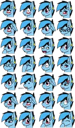 Size: 1857x3155 | Tagged: safe, artist:sevenserenity, derpibooru import, oc, oc:icylightning, unofficial characters only, pegasus, pony, :p, angry, benis, blushing, bust, emoji, expressions, facehoof, happy, lol face, sad, simple background, tongue out, transparent background