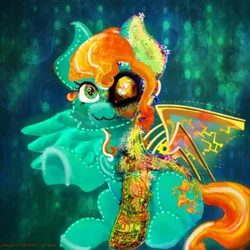 Size: 500x500 | Tagged: safe, artist:pumpkin-somethin-art, derpibooru import, oc, oc:sarah quill, cyborg, pegasus, pony, artificial wings, augmented, cybernetic eyes, mechanical legs, mechanical wing, solo, wings