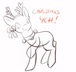 Size: 400x382 | Tagged: safe, artist:hirundoarvensis, derpibooru import, oc, pony, animal costume, antlers, any gender, any species, auction, bell, bell collar, bow, christmas, clothes, collar, commission, costume, holiday, monochrome, reindeer antlers, reindeer costume, solo, ych sketch, your character here