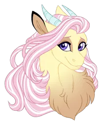 Size: 1024x1238 | Tagged: artist:azure-art-wave, bust, chest fluff, derpibooru import, female, hybrid, interspecies offspring, not fluttershy, oc, oc:freya, offspring, parent:discord, parent:fluttershy, parents:discoshy, portrait, safe, simple background, solo, transparent background, unofficial characters only