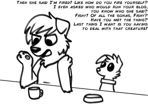 Size: 475x343 | Tagged: anthro, anthro oc, artist:askwinonadog, ask winona, black and white, coffee mug, derpibooru import, description is relevant, dog, food bowl, furry, furry oc, grayscale, lineart, monochrome, mug, oc, oc:mod dog, safe, simple background, white background, winona