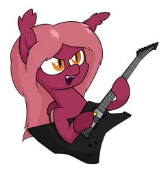 Size: 1496x1525 | Tagged: safe, artist:moonatik, derpibooru import, oc, oc:thorium, unofficial characters only, bat pony, pony, bat pony oc, bat wings, electric guitar, guitar, male, musical instrument, simple background, solo, stallion, transparent background, wings, younger