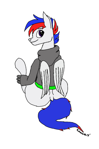 Size: 720x1076 | Tagged: artist:echoarts, clothes, derpibooru import, hippogriff, hoodie, male, oc, oc:silverarrow, safe, simple background, solo, transparent background, unofficial characters only, wide hips