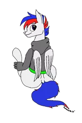 Size: 720x1076 | Tagged: artist:echoarts, clothes, derpibooru import, hippogriff, hoodie, male, oc, oc:silverarrow, safe, simple background, solo, transparent background, unofficial characters only, wide hips