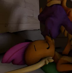 Size: 693x702 | Tagged: 3d, artist:ma3a, bed, bedroom, crossover, crossover shipping, derpibooru import, dragon, female, kissing, male, safe, shipping, smolder, spyrolder, spyro the dragon, straight