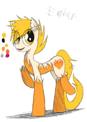 Size: 985x1385 | Tagged: safe, artist:didun850, derpibooru import, oc, oc:ember, unofficial characters only, earth pony, pony, ear piercing, earring, earth pony oc, eye clipping through hair, female, jewelry, mare, piercing, raised hoof, reference sheet, simple background, smiling, solo, transparent background