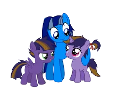 Size: 1024x838 | Tagged: safe, artist:northernthestar, derpibooru import, oc, oc:falling star, oc:meteor, oc:nova, pegasus, pony, unicorn, female, filly, heterochromia, male, simple background, stallion, transparent background