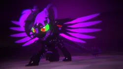 Size: 3840x2160 | Tagged: safe, artist:phoenixtm, derpibooru import, oc, oc:phoenix stardash, cyborg, dracony, dragon, hybrid, pony, 3d, cyborg dracony, dracony alicorn, ethereal mane, shiny, sombra eyes, spread wings, unity (game engine), wings