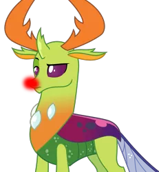 Size: 3119x3375 | Tagged: artist:sketchmcreations, changedling, changeling, christmas, christmas changeling, cute, derpibooru import, doubt, edit, glowing nose, holiday, king thorax, raised eyebrow, rudolph, rudolph nose, rudolph the red nosed reindeer, safe, simple background, solo, thorabetes, thorax, thorax is not amused, transparent background, vector, vector edit