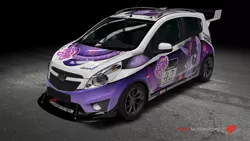 Size: 1024x576 | Tagged: safe, derpibooru import, part of a set, twilight sparkle, pony, unicorn, car, chevrolet, chevrolet spark, female, forza motorsport 4, game screencap, itasha, mare, my little pony logo, race, video game