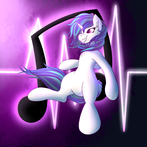 Size: 1600x1600 | Tagged: safe, artist:ray-frost, derpibooru import, vinyl scratch, pony, unicorn, electrocardiogram, female, grin, mare, smiling, solo