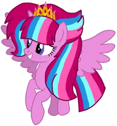 Size: 889x955 | Tagged: safe, artist:徐詩珮, derpibooru import, oc, oc:bubble sparkle, alicorn, pony, alicorn oc, alternate universe, base used, crown, cute, female, flying, horn, jewelry, magical lesbian spawn, magical threesome spawn, mare, multiple parents, next generation, offspring, parent:glitter drops, parent:spring rain, parent:tempest shadow, parent:twilight sparkle, parents:glittershadow, parents:sprglitemplight, parents:springdrops, parents:springshadow, parents:springshadowdrops, regalia, simple background, transparent background, wings