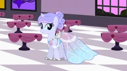 Size: 1600x901 | Tagged: safe, artist:nstone53, derpibooru import, oc, oc:silver swirls, pony, unicorn, clothes, deviantart watermark, dress, female, gala dress, obtrusive watermark, watermark