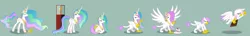 Size: 1900x273 | Tagged: safe, artist:magerblutooth, derpibooru import, princess celestia, oc, oc:graciella, alicorn, gryphon, pony, series:mlp transformed, cake, faded cutie mark, female, food, griffonized, idol of boreas, jewelry, mare, mental shift, personality swap, show accurate, species swap, story included, transformation, transformation sequence