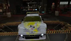 Size: 1024x600 | Tagged: safe, derpibooru import, derpy hooves, pegasus, pony, bmw, bmw m1, car, female, game screencap, itasha, mare, need for speed, need for speed world, video game, wings