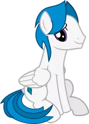 Size: 673x937 | Tagged: safe, artist:frownfactory, derpibooru import, oc, oc:stratagem, unofficial characters only, pegasus, pony, 2020 community collab, derpibooru community collaboration, .svg available, blue mane, blue tail, male, purple eyes, simple background, sitting, smiling, smiling at you, solo, stallion, svg, tail wrap, transparent background, two toned mane, two toned tail, vector, wings