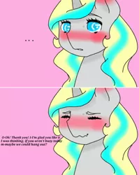 Size: 500x628 | Tagged: safe, artist:ask-scute, derpibooru import, oc, oc:scute, pony, unicorn, blushing, female, mare, solo