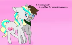 Size: 500x313 | Tagged: safe, artist:ask-scute, derpibooru import, oc, oc:fuselight, oc:scute, unofficial characters only, pegasus, pony, unicorn, blushing, female, male, mare, stallion