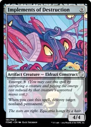 Size: 375x523 | Tagged: artist:kate sherron, ccg, derpibooru import, edit, eyes do not belong there, hair bun, hairclip, hair curlers, idw, magic the gathering, safe, scissors, spoiler:comic, spoiler:comic74, trading card, trading card edit, zephyr breeze