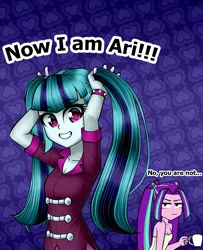 Size: 976x1200 | Tagged: safe, artist:nekojackun, derpibooru import, aria blaze, sonata dusk, equestria girls, alternate hairstyle, aria blaze is not amused, bare shoulders, coffee mug, duo, female, grin, mug, sleeveless, smiling, strapless, unamused