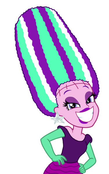 Size: 708x1129 | Tagged: safe, artist:bigpurplemuppet99, artist:skyfallfrost, derpibooru import, aria blaze, equestria girls, alternate hairstyle, alternate outfits, beehive hairdo, bride of frankenstein, huge smile, lipstick