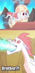 Size: 464x953 | Tagged: baby sparks, blue fire, caption, cropped, derpibooru import, dragon, dragon quest, edit, edited screencap, fire, fire breath, fizzle, image macro, impact font, male, meme, safe, screencap, sweet and smoky, text